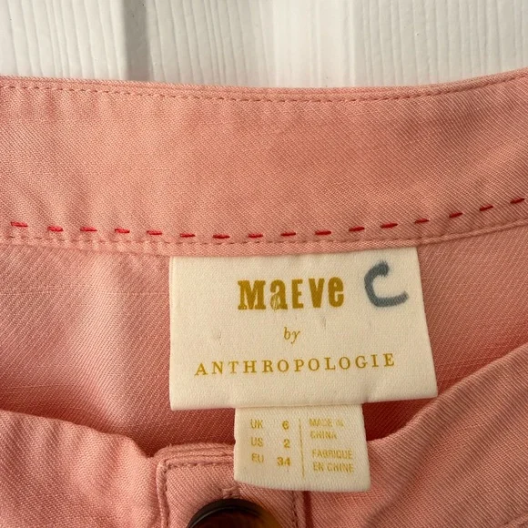 Maeve by Anthropologie Alanis off-shoulder button-front top peach - Picture 3 of 4